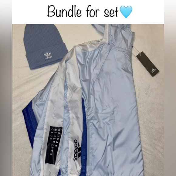 🎉HP🎉New! Adidas Originals Ribbed Trefoil Logo Womens Beanie OS Light Blue🌧🌊 - Picture 4 of 8